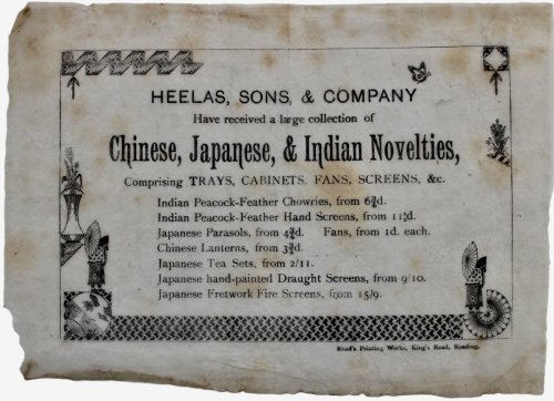 Image for Have received a large collection of Chinese, Japanese, & Indian Novelties, Comprising Trays, Cabinets, Fans, Screens, &c. Have received a large collection of Chinese, Japanese, & Indian Novelties, Comprising Trays, Cabinets, Fans, Screens, &c.