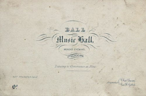 Image for Ball in the Music Hall. Monday Evening 6th March, 1848. Dancing to Commence at Nine. Ball in the Music Hall. Monday Evening 6th March, 1848. Dancing to Commence at Nine.