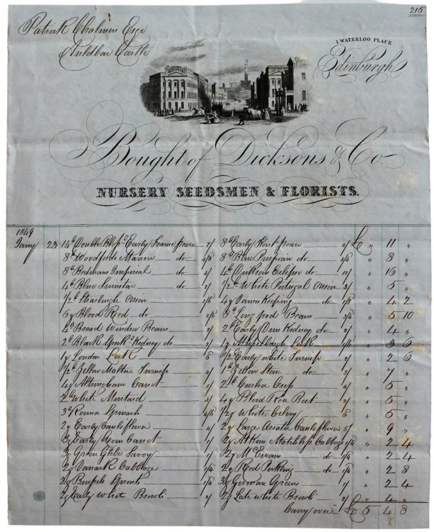 Image for Nursery Seedsmen & Florists. 1, Waterloo Place, Edinburgh. Nursery Seedsmen & Florists. 1, Waterloo Place, Edinburgh.