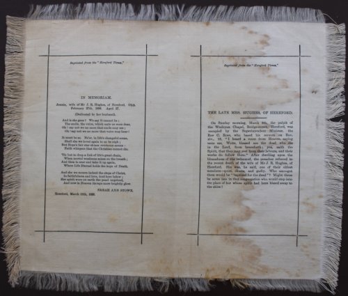 Jennie, wife of Mr. J.R. Hughes. [Poem, by Sarah Ann Stowe]