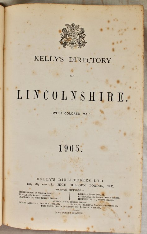 Kelly&rsquo;s Directory of Lincolnshire. 1905.