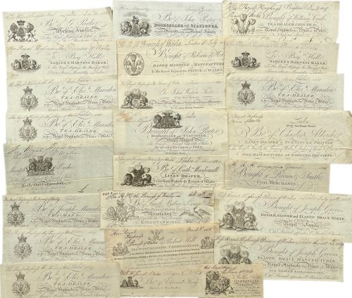 68 Royal Georgian and Regency Bill Heads. Prince of Wales and Princess Charlotte.