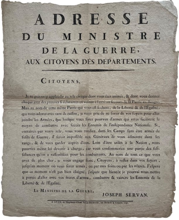 Address du Ministre de la Guerre Aux Citoyens des D&eacute;partements.