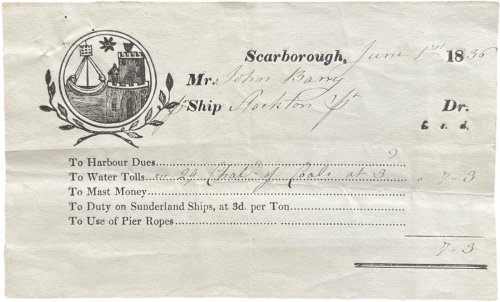 Image for Harbour Dues Receipt. Harbour Dues Receipt.