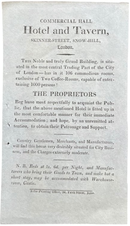 Image for Hotel and Tavern, Skinner-Street, Snow-Hill, London. Hotel and Tavern, Skinner-Street, Snow-Hill, London.