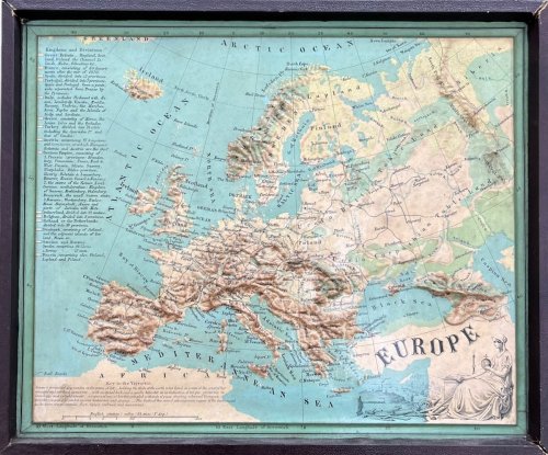 Embossed Atlas for Elementary Instruction in Physical Geography. Containing Maps of Europe, Asia, Africa, North America, South America, Australasia and Polynesia, together with an Ideal Picture of the Physical Geography of the World; Executed in Relief, and printed in Colours, in accordance with phy