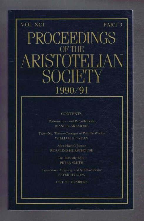 Image for Proceedings of the Aristotelian Society 1990/91 Vol. XCI, Part 3 Proceedings of the Aristotelian Society 1990/91 Vol. XCI, Part 3