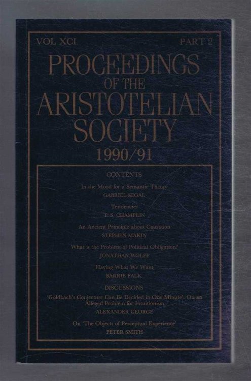 Image for Proceedings of the Aristotelian Society 1990/91 Vol. XCI, Part 2 Proceedings of the Aristotelian Society 1990/91 Vol. XCI, Part 2