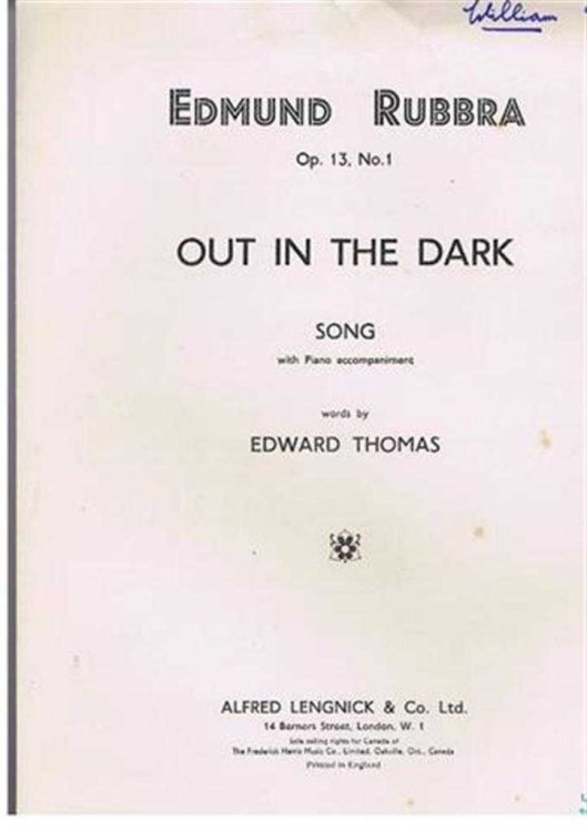 Image for Out In The Dark, Opus 13, No. 1, Song with Piano accompaniment Out In The Dark, Opus 13, No. 1, Song with Piano accompaniment