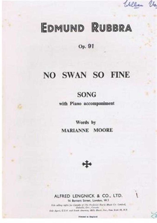 Image for No Swan So Fine, Op. 91, song with Piano accompaniment No Swan So Fine, Op. 91, song with Piano accompaniment