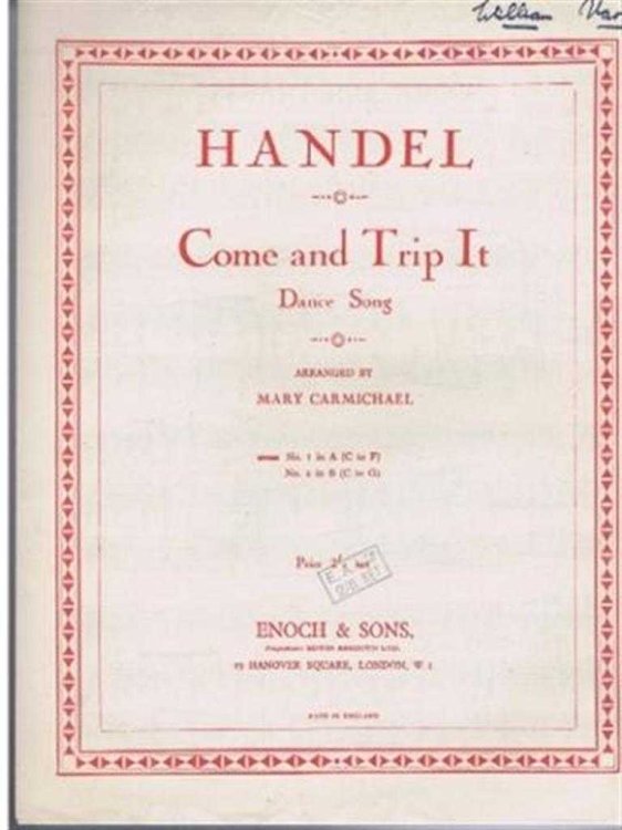 Image for Come and Trip It, Dance Song, No. 1 in A (C to F), with piano accompaniment Come and Trip It, Dance Song, No. 1 in A (C to F), with piano accompaniment