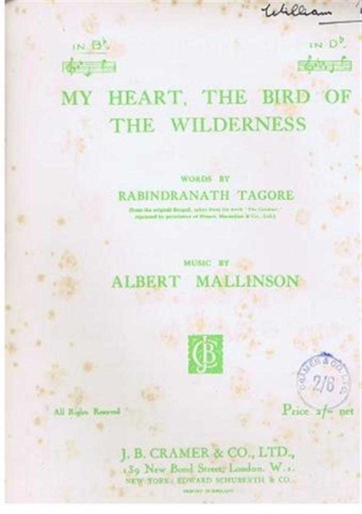 Image for My Heart, The Bird of the Wilderness song with piano accompaniment in B flat My Heart, The Bird of the Wilderness song with piano accompaniment in B flat