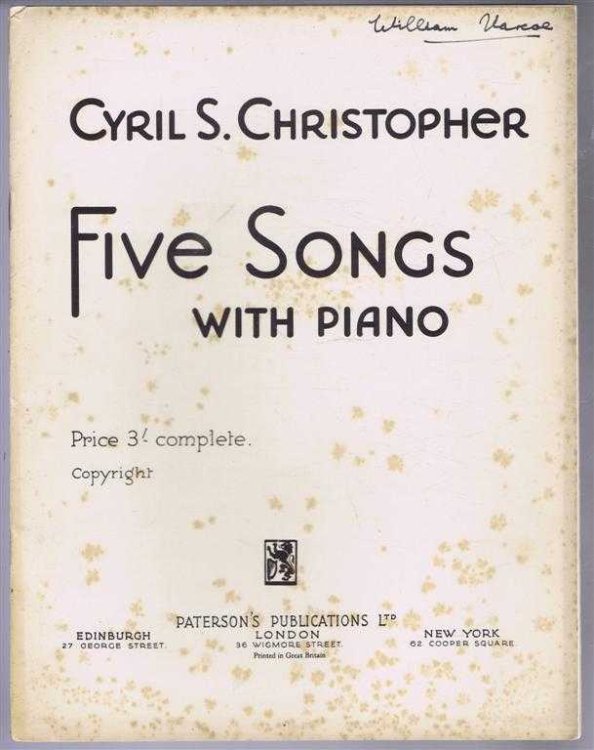 Image for Five Songs with Piano: Reverie; Music, When Soft Voices Die; Love's Philosophy; The Parting; Echoes Five Songs with Piano: Reverie; Music, When Soft Voices Die; Love's Philosophy; The Parting; Echoes