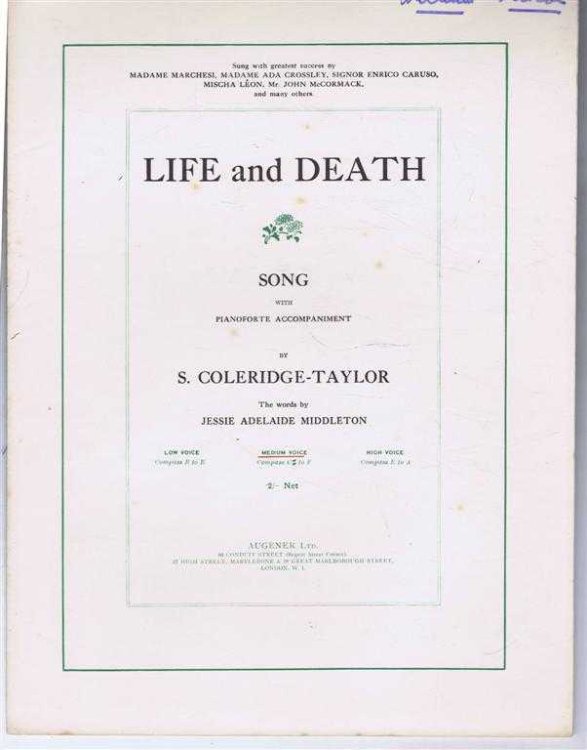 Image for Life and Death, Song with Accompaniment, Medium Voice Compass C# to F Life and Death, Song with Accompaniment, Medium Voice Compass C# to F