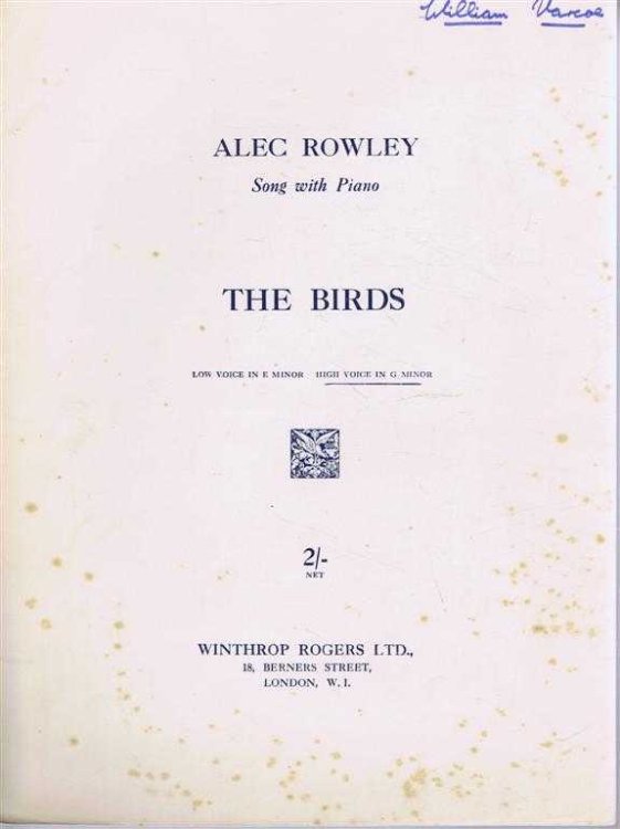 Image for The Birds, song with Piano, High voice in G Minor The Birds, song with Piano, High voice in G Minor
