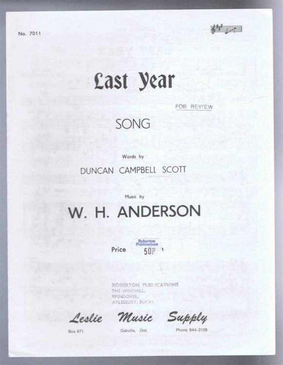 Image for Last Year, Song. No. 7011 Last Year, Song. No. 7011