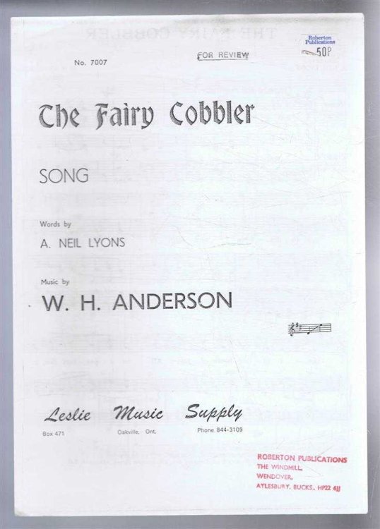 Image for The Fairy Cobbler, Song. No. 7007. Middle D to E The Fairy Cobbler, Song. No. 7007. Middle D to E