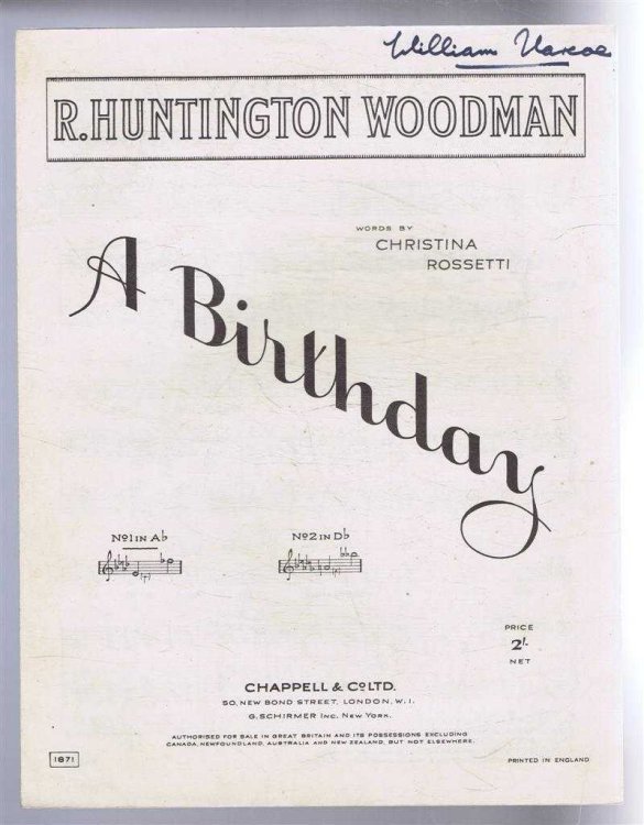 Image for A Birthday. No. 1 in A flat. No.1871 A Birthday. No. 1 in A flat. No.1871