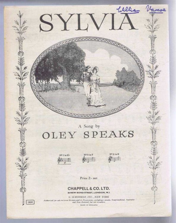 Image for Sylvia, a song. No. 1 in E flat. No. 1414 Sylvia, a song. No. 1 in E flat. No. 1414
