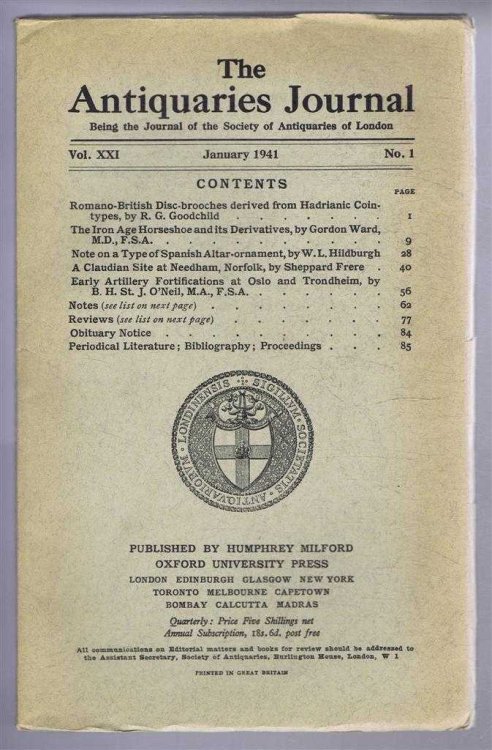 Image for The Antiquaries Journal, Being the Journal of The Society of Antiquaries of London, Volume XXI, 1941, Number 1. January 1941 The Antiquaries Journal, Being the Journal of The Society of Antiquaries of London, Volume XXI, 1941, Number 1. January 1941