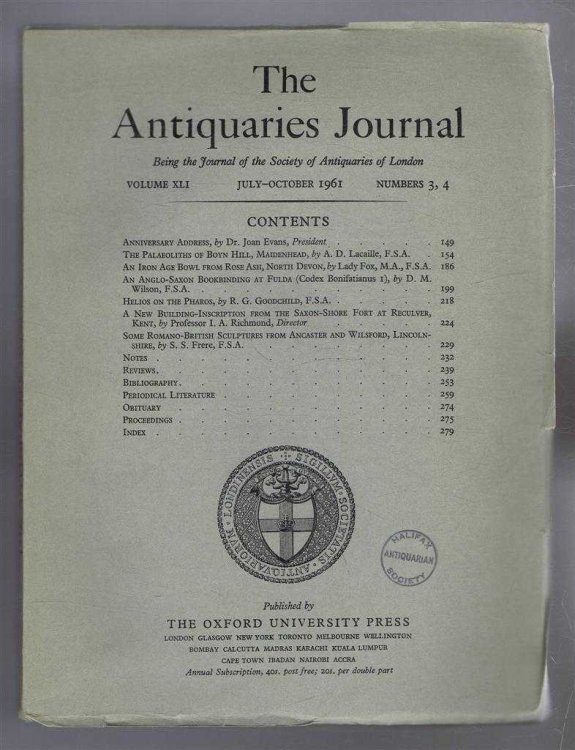 Image for The Antiquaries Journal, Being the Journal of The Society of Antiquaries of London, Volume XLI, 1961, Numbers 3 and 4. July and October 1961 The Antiquaries Journal, Being the Journal of The Society of Antiquaries of London, Volume XLI, 1961, Numbers 3 and 4. July and October 1961