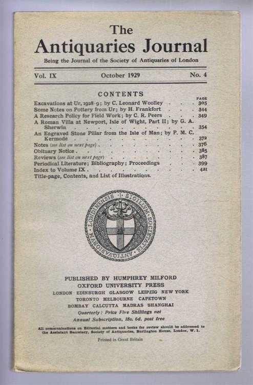 Image for The Antiquaries Journal, Being the Journal of the Society of Antiquaries of London, Vol IX, No. 4, October 1929 The Antiquaries Journal, Being the Journal of the Society of Antiquaries of London, Vol IX, No. 4, October 1929