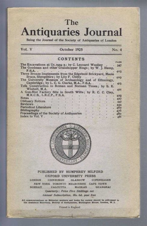 Image for The Antiquaries Journal, Being the Journal of the Society of Antiquaries of London, Vol V, No. 4, October 1925 The Antiquaries Journal, Being the Journal of the Society of Antiquaries of London, Vol V, No. 4, October 1925