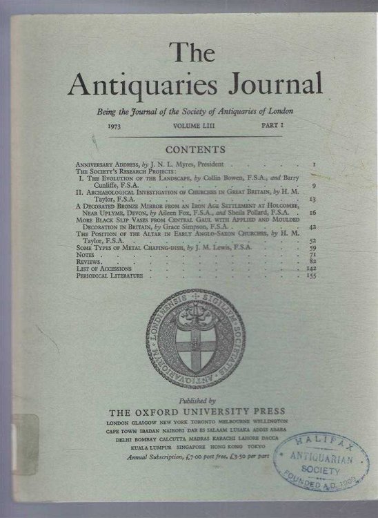 Image for The Antiquaries Journal, Being the Journal of the Society of Antiquaries of London, Vol LIII, Part I, 1973 The Antiquaries Journal, Being the Journal of the Society of Antiquaries of London, Vol LIII, Part I, 1973