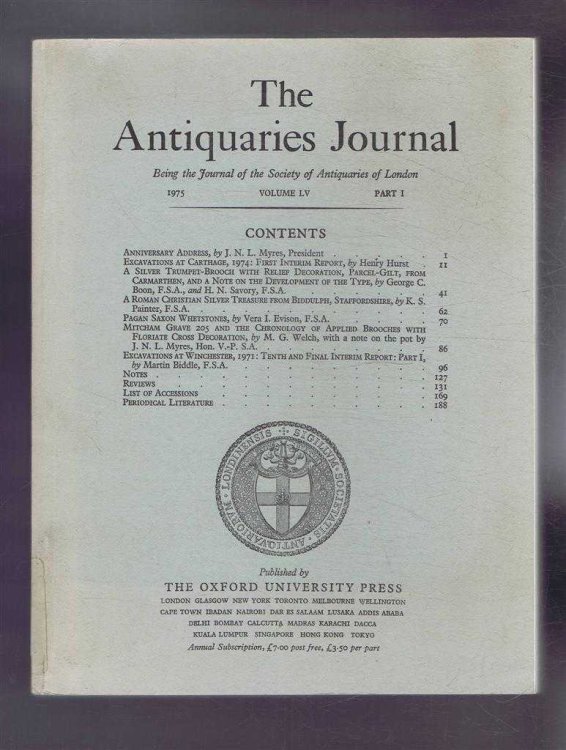 Image for The Antiquaries Journal, Being the Journal of the Society of Antiquaries of London, Vol LV, Part I, 1975 The Antiquaries Journal, Being the Journal of the Society of Antiquaries of London, Vol LV, Part I, 1975