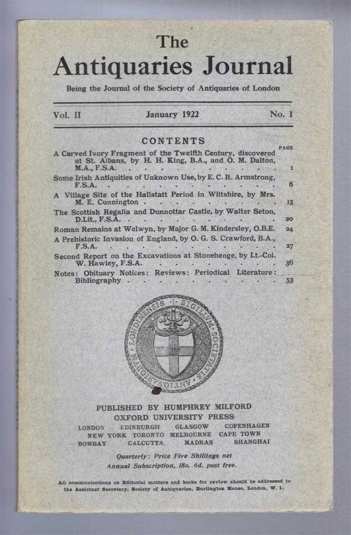 Image for The Antiquaries Journal, Being the Journal of the Society of Antiquaries of London, Vol II, No. 1, January 1922 The Antiquaries Journal, Being the Journal of the Society of Antiquaries of London, Vol II, No. 1, January 1922