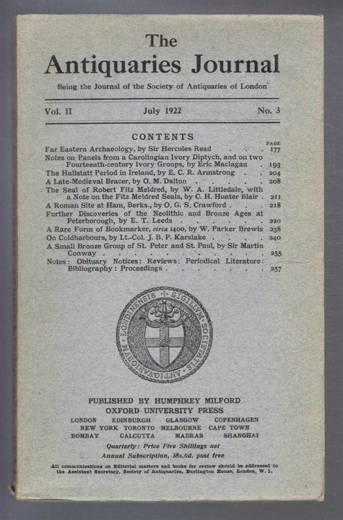Image for The Antiquaries Journal, Being the Journal of the Society of Antiquaries of London, Vol II, No. 3, July 1922 The Antiquaries Journal, Being the Journal of the Society of Antiquaries of London, Vol II, No. 3, July 1922