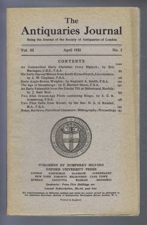 Image for The Antiquaries Journal, Being the Journal of the Society of Antiquaries of London, Vol III, No. 2, April 1923 The Antiquaries Journal, Being the Journal of the Society of Antiquaries of London, Vol III, No. 2, April 1923