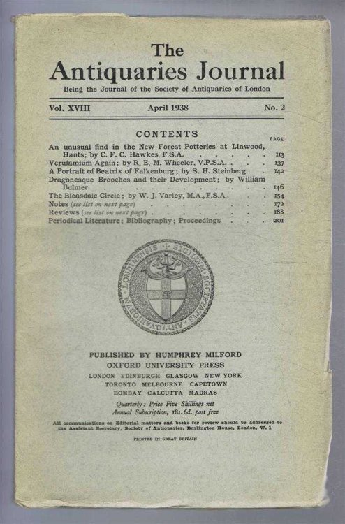 Image for The Antiquaries Journal, Being the Journal of the Society of Antiquaries of London, Vol XVIII, No. 2, April 1938 The Antiquaries Journal, Being the Journal of the Society of Antiquaries of London, Vol XVIII, No. 2, April 1938