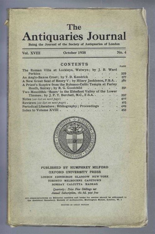 Image for The Antiquaries Journal, Being the Journal of the Society of Antiquaries of London, Vol XVIII, No. 4, October 1938 The Antiquaries Journal, Being the Journal of the Society of Antiquaries of London, Vol XVIII, No. 4, October 1938