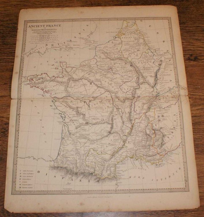 Image for Map of Ancient France or Galliatransalpina - disbound sheet from 1857 Map of Ancient France or Galliatransalpina - disbound sheet from 1857
