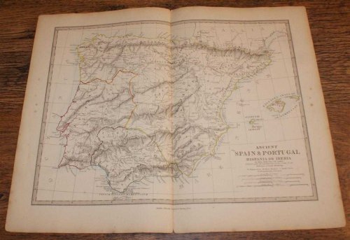 Image for Map of Ancient Spain & Portugal (Hispania or Iberia) - disbound sheet from 1857 Map of Ancient Spain & Portugal (Hispania or Iberia) - disbound sheet from 1857