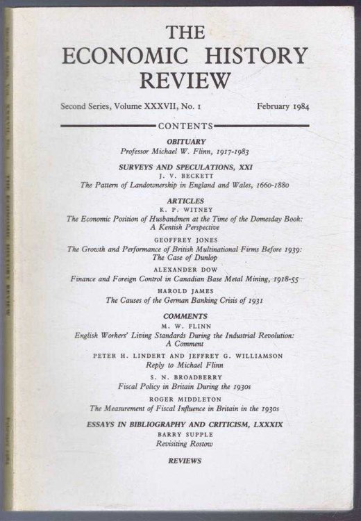 Image for The Economic History Review. Second Series, Volume XXXVII (37), No. 1, February 1984 The Economic History Review. Second Series, Volume XXXVII (37), No. 1, February 1984