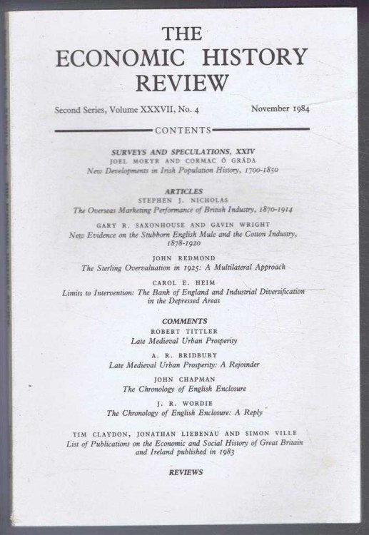 Image for The Economic History Review. Second Series, Volume XXXVII (37), No. 4, November 1984 The Economic History Review. Second Series, Volume XXXVII (37), No. 4, November 1984