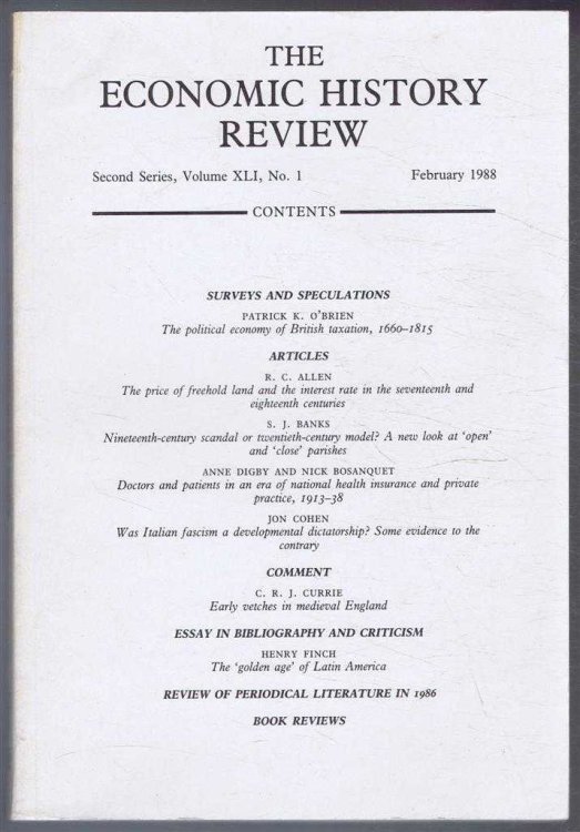Image for The Economic History Review. Second Series, Volume XLI (41), No. 1, February 1988 The Economic History Review. Second Series, Volume XLI (41), No. 1, February 1988