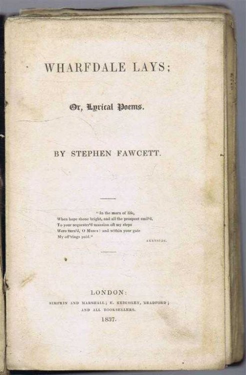 Image for Wharfdale Lays or Lyrical Poems Wharfdale Lays or Lyrical Poems