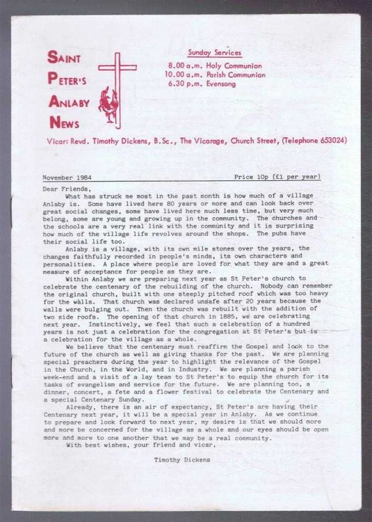 Image for Saint Peter's Anlaby News & York Diocesan Leaflet - November 1984 Saint Peter's Anlaby News & York Diocesan Leaflet - November 1984