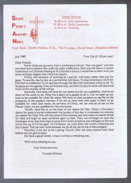 Saint Peter's Anlaby News & York Diocesan Leaflet - July 1987