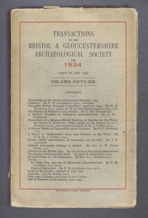 Transactions of the Bristol and Gloucestershire Archaeological Society for 1934, Volume Fifty-six (56)
