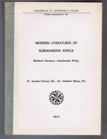 Image for Modern Literatures of Subsaharan Africa, Moderni literatury subsaharske Afriky Modern Literatures of Subsaharan Africa, Moderni literatury subsaharske Afriky
