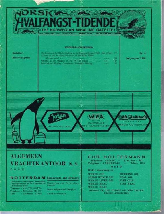 Image for Norsk Hvalfangst-Tidende (The Norwegian Whaling Gazette), Organ For the International Association of Whaling Companies, Nr 4 Juli/August 1968 Norsk Hvalfangst-Tidende (The Norwegian Whaling Gazette), Organ For the International Association of Whaling Companies, Nr 4 Juli/August 1968