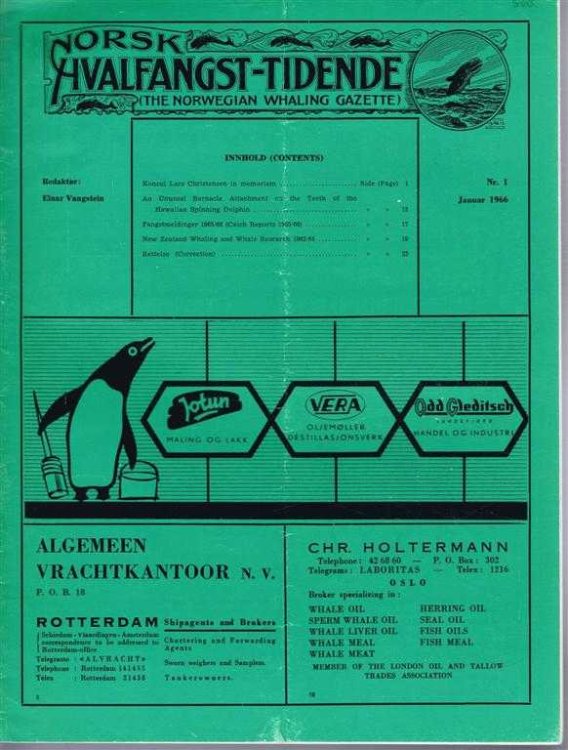 Image for Norsk Hvalfangst-Tidende (The Norwegian Whaling Gazette), Organ For the International Association of Whaling Companies. Nr 1, Januar 1966 Norsk Hvalfangst-Tidende (The Norwegian Whaling Gazette), Organ For the International Association of Whaling Companies. Nr 1, Januar 1966