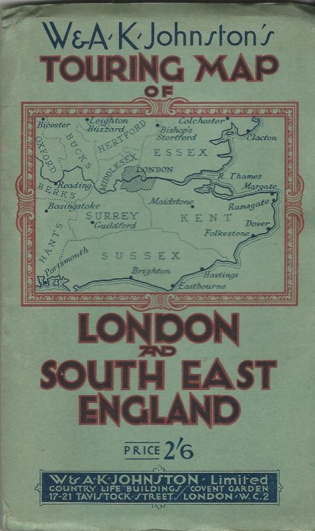 W. & A .K. Johnston's Touring Map of London and South East England, Scale- 3 Miles to an Inch.