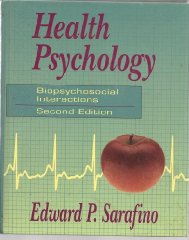 Health Psychology: Biopsychosocial Interactions