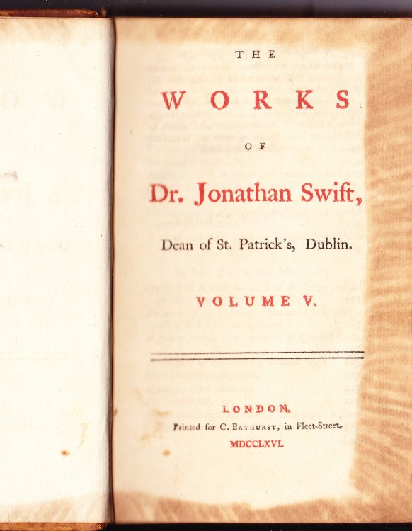The Works of Dr. Jonathan Swift, Dean of St. Patrick's, Dublin (Volume V only)