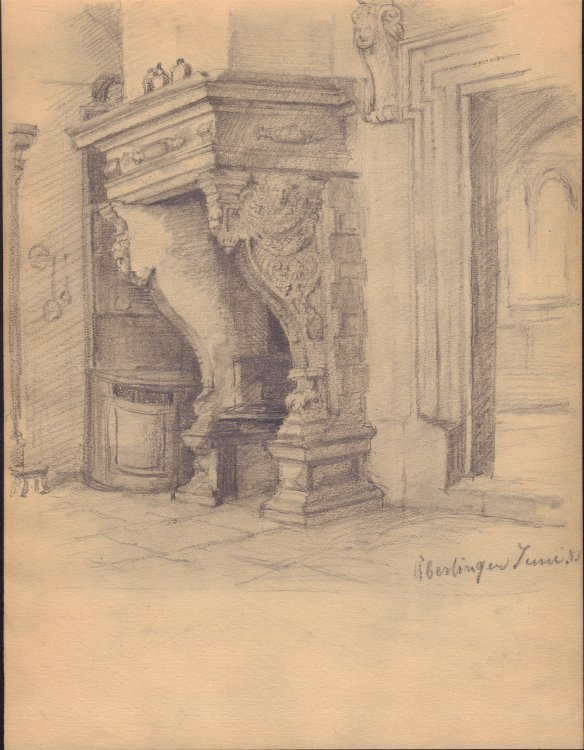 Set of 3 Original Pencil Drawings of Uberlingen, Germany